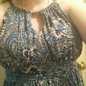 Teal Paisley Long Dress